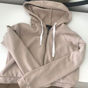 Forever 21 Beige Cropped Hoodie